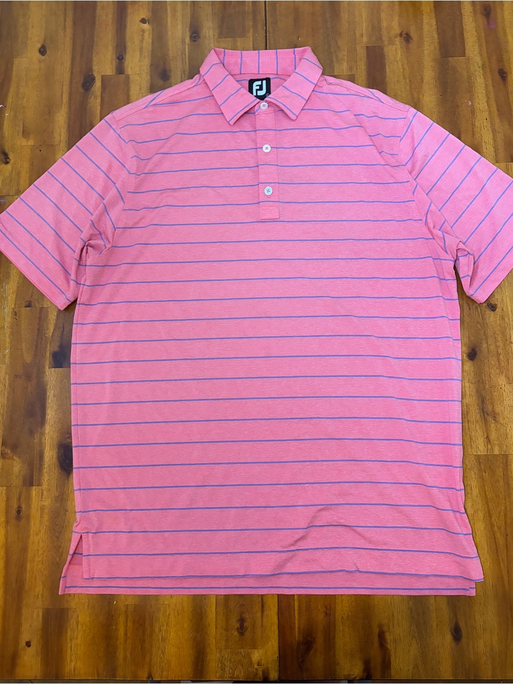FootJoy Pink with Blue-Striped Golf Polo